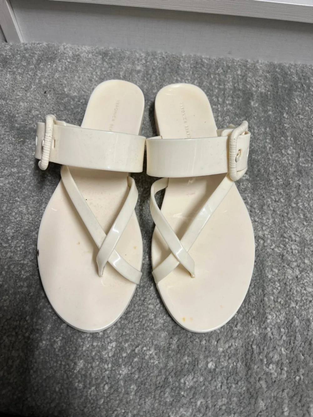 Veronica Beard Cream Cross‑Strap Slide Sandals with Buckle jelly - Picture 1 of 3